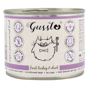 Gussto 惡魔喵 天然無穀有機主食罐-5號 美味火雞+嫩鴨 200g