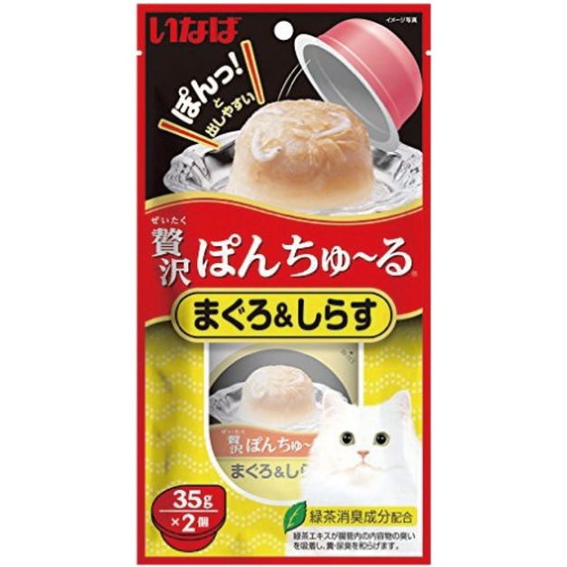 INABA 啾嚕豪華果凍杯-鮪魚+吻仔魚 35gx2個