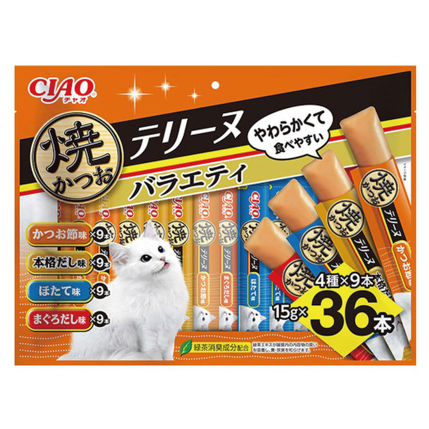 CIAO 燒鰹魚寒天肉泥-鰹魚、日式高湯、扇貝、鮪魚 15gx36入