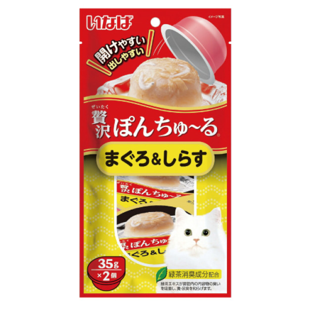 INABA 啾嚕豪華果凍杯-鮪魚+吻仔魚 35gx2個