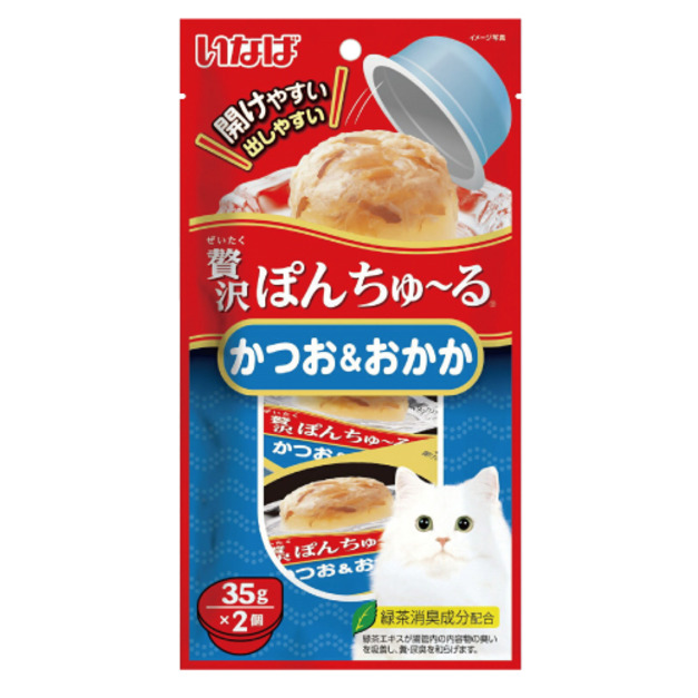 INABA 啾嚕豪華果凍杯-鰹魚+鰹魚乾 35gx2個