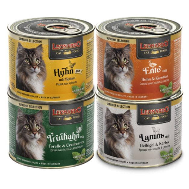 LEONARDO 里奧納多 貓薄荷主食罐200g-隨機口味6罐/盤