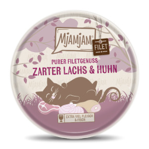 德國 MjAMjAM 迷幻喵 鮮嫩純肉肉絲罐-點心B罐 鮭魚+雞肉 100g