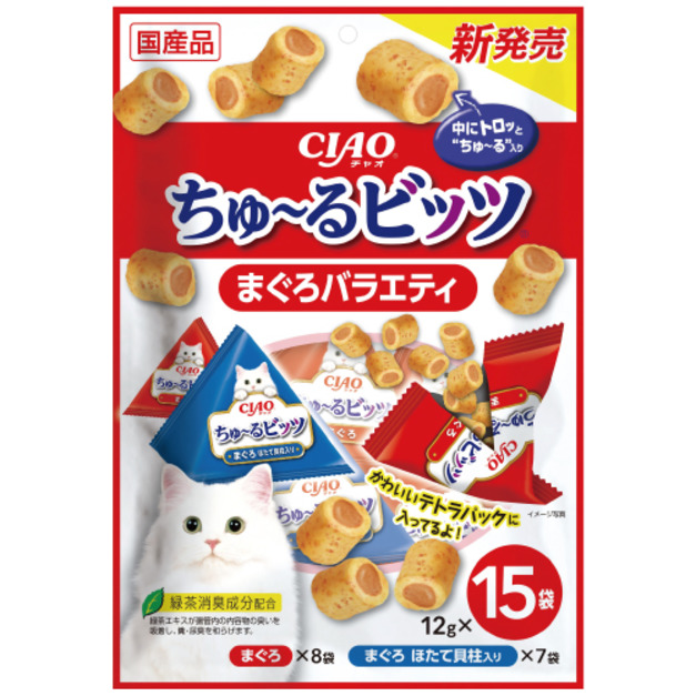 CIAO 迷你夾心肉泥捲餅乾-鮪魚+扇貝 12gx15入