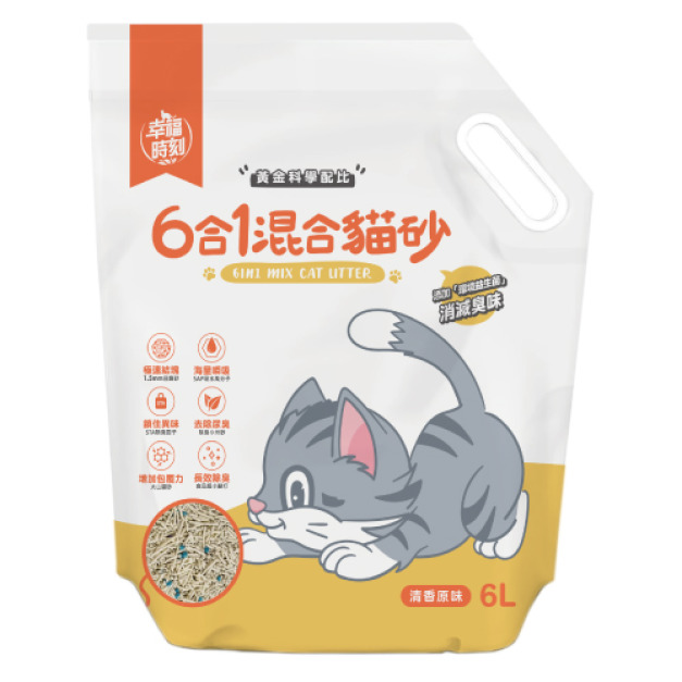 幸福時刻 六合一混合貓砂-清香原味 6L