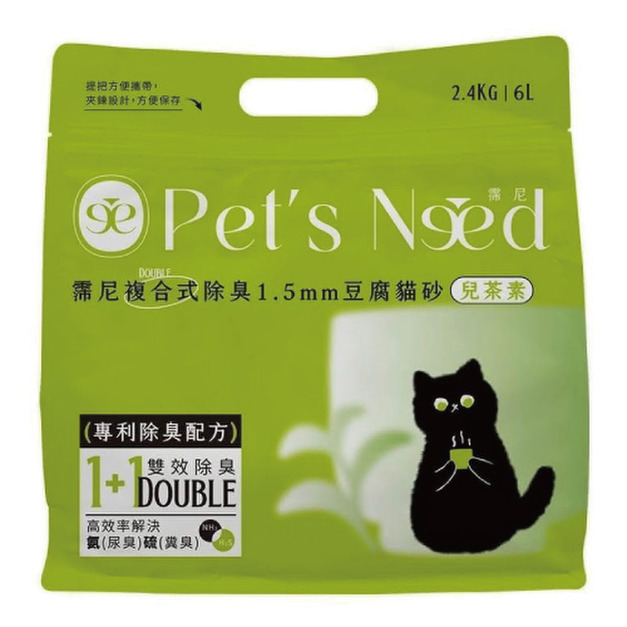 Pets Need 霈尼 複合式除臭1.5mm豆腐貓砂-兒茶素 6L/2.4kg