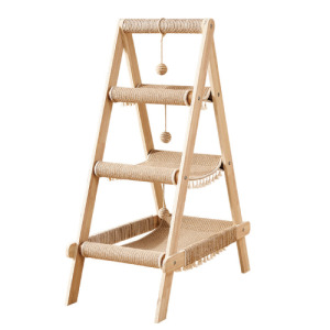 簡約階梯式木頭貓跳台