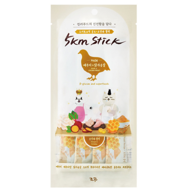 韓國製 朝貢 5km stick 營養蔬果肉泥-鵪鶉(活力)14gx4入 (無添加人工合成物)