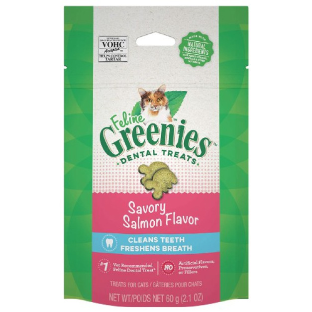 美國製 Greenies 健綠 貓咪潔牙餅-開胃鮮鮭 60g