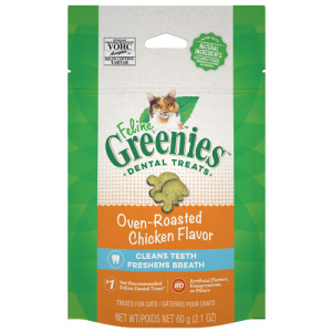 美國製 Greenies 健綠 貓咪潔牙餅-濃郁烤雞 60g