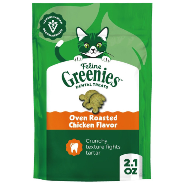 美國製 Greenies 健綠 貓咪潔牙餅-濃郁烤雞 60g