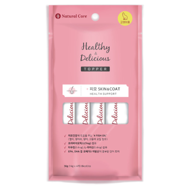 「買一送一」韓國 NATURAL CORE 自然核心 Healthy Topper 保健貓肉泥-皮毛保健 14gx4入