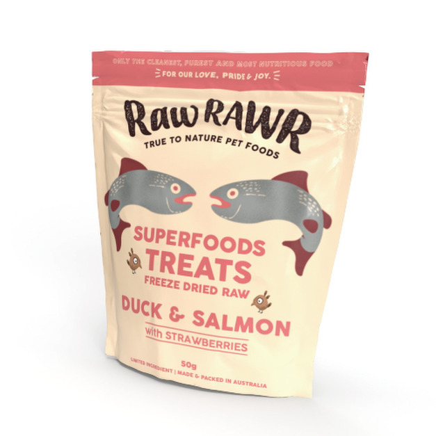 澳大利亞 Raw RAWR 凍乾零食-鴨肉鮭魚草莓 50g