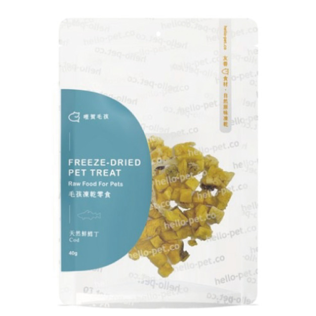hello pet 哩賀毛孩 天然犬貓凍乾零食組-天然鱈魚丁 40g
