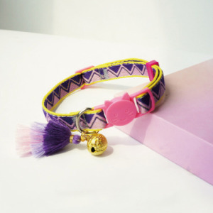 流蘇幾何三角鈴鐺安全扣貓咪項圈(四色可選)