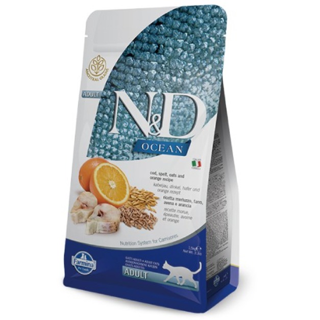 Farmina法米納ND天然海洋低穀糧-全齡貓低穀鱈魚甜橙 5kg