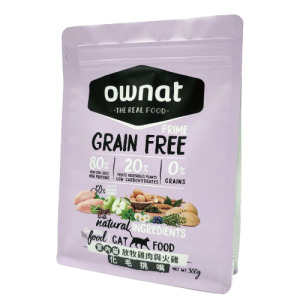 Ownat 歐娜特 全齡貓無穀全天然配方-放牧雞肉與火雞(化毛挑嘴) 300g
