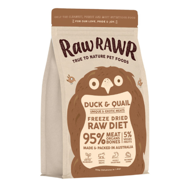 澳大利亞 Raw RAWR 原裝頂級凍乾主食-鴨肉鵪鶉口味 350g