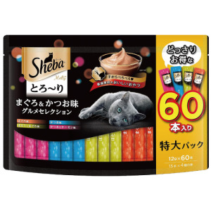 日本 Sheba 誘惑泥 鮪魚+鰹魚+扇貝鮪魚+鰹魚鮭魚 12gx60入