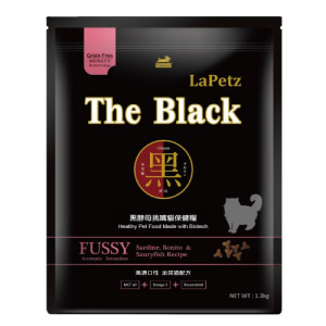 The Black 樂倍 黑酵母無榖保健糧-挑嘴貓沙丁魚+鰹魚+鮭魚 1.3kg