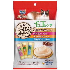 日本製unicharm 銀湯匙 奢華化毛肉泥-燒津鮪魚+南九州雞肉+北海道扇貝 6gx18入