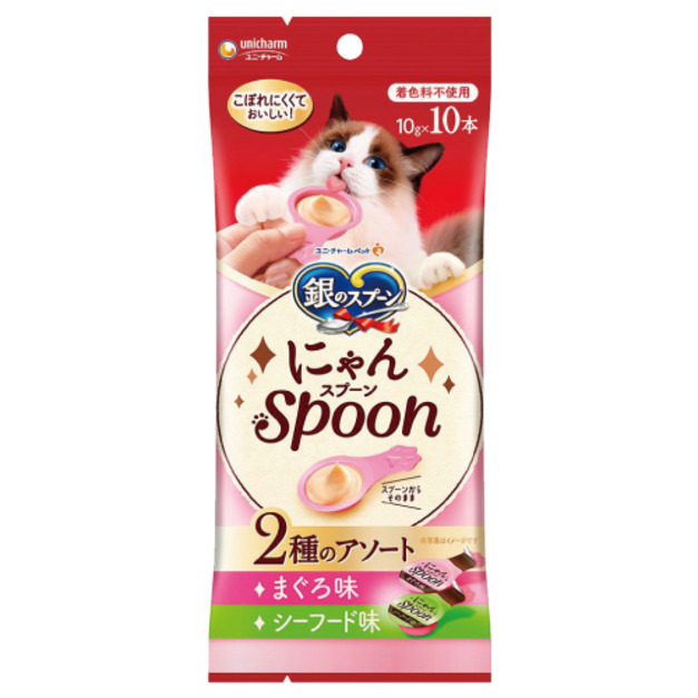 unicharm 銀湯匙 喵湯匙 貓掌肉泥杯-鮪魚&海鮮 10gx10入