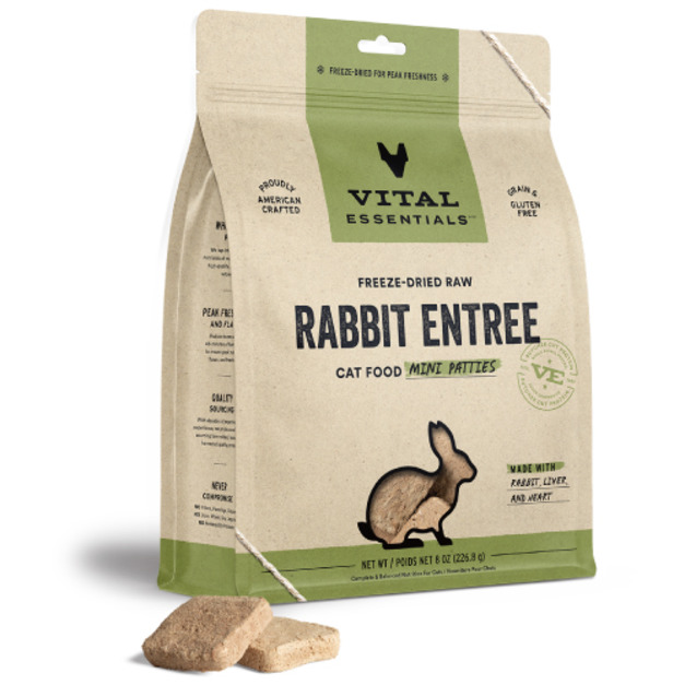 美國 VITAL 王者  凍乾鮮肉貓用生食餐-兔肉方塊排 227g