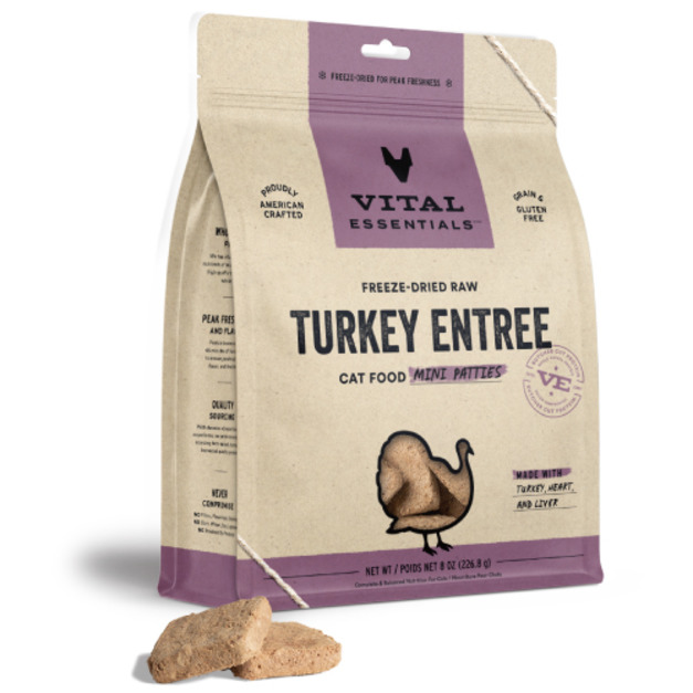 美國 VITAL 王者 凍乾鮮肉貓用生食餐-火雞肉方塊排 227g