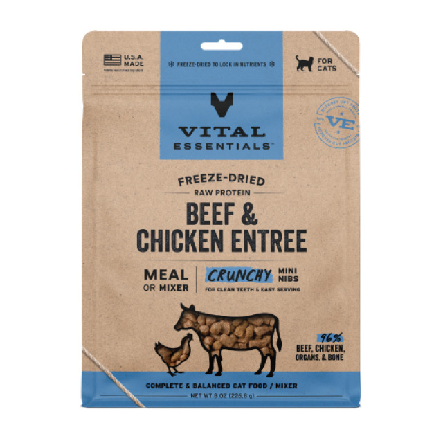 美國 VITAL 王者 酥脆顆粒貓用生食餐-牛肉&雞肉 227g