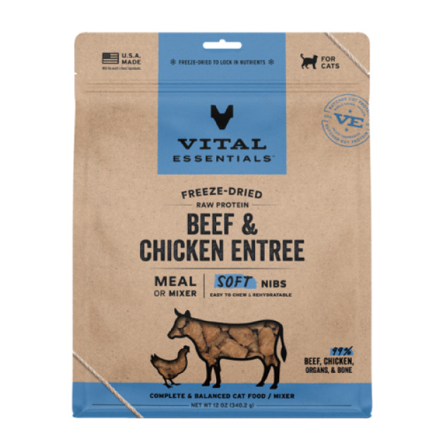 美國 VITAL 王者 鬆軟顆粒貓用生食餐-牛肉&雞肉 340g