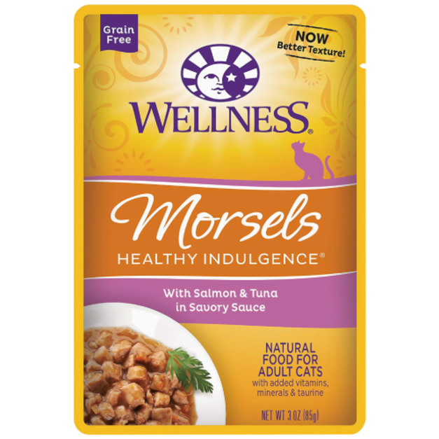 WELLNESS 寵物健康 全方位饗健康鮮肉餐包-厚切肉塊 鮭魚+鮪魚 85g