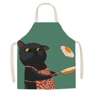 卡通貓咪棉麻圍裙(多款可選)