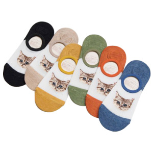網眼大頭貓咪隱形船襪(六色可選)