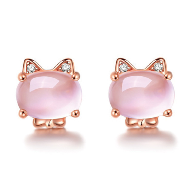 30%銀玫瑰金貓眼石耳環