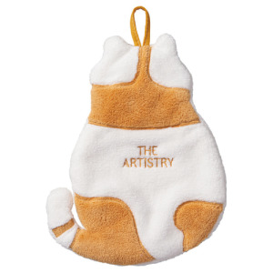 可愛貓咪珊瑚絨擦手巾-橙色