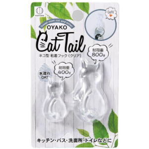 日本 KOKUBO透明貓咪無痕掛勾(兩入組)