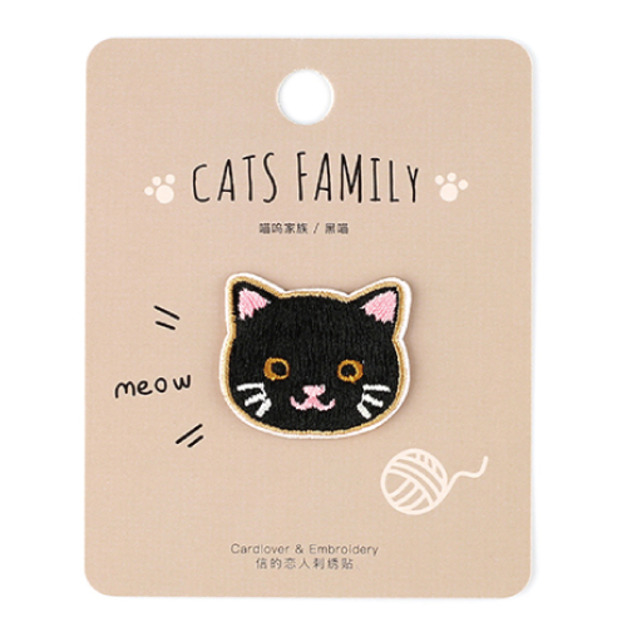 貓咪繡圖案貼-黑喵
