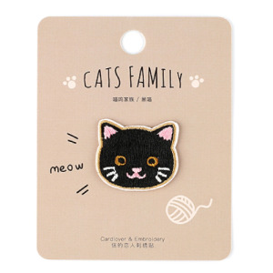 貓咪繡圖案貼-黑喵