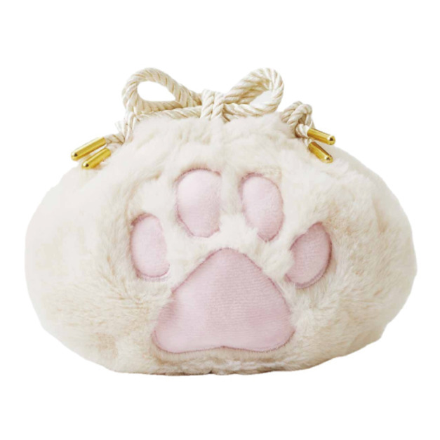 日本貓咪肉球絨毛束口袋/化粧品包(三色可選)