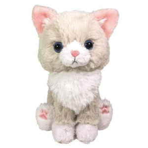 日本SUNLEMON療癒仿真貓坐姿玩偶-白貓