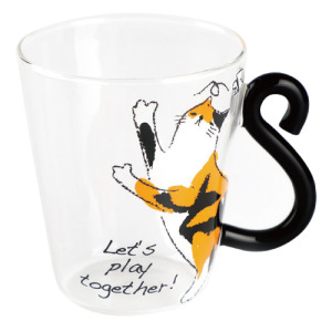 貓咪透明玻璃杯尾巴手柄(兩款可選)