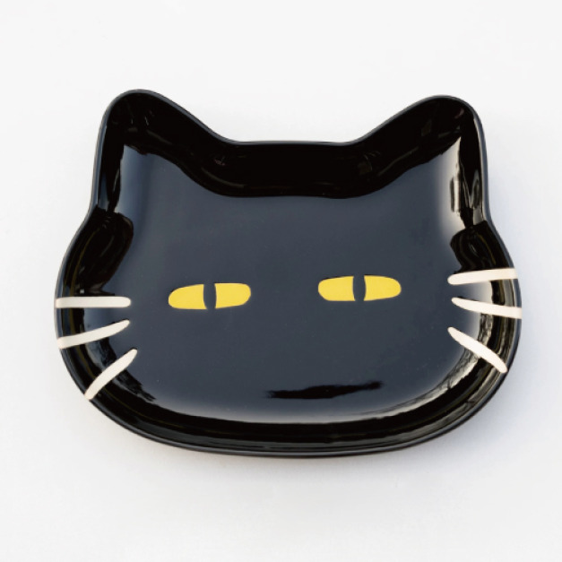日式黑貓陶瓷碗盤餐具-8.5吋黑貓大盤