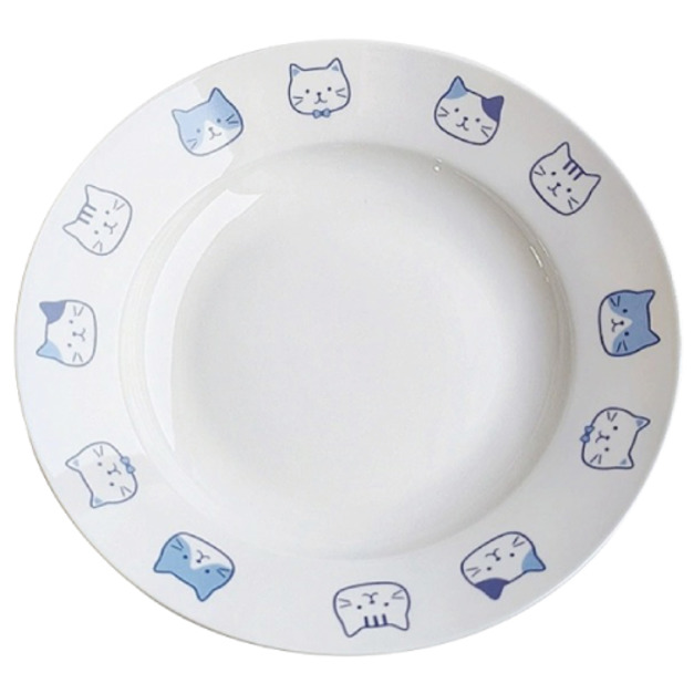 可愛三花貓陶瓷餐具-8寸湯盤