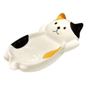 三花貓造型陶瓷肥皂盤