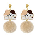 療癒貓咪毛球垂墜耳環(兩款可選)