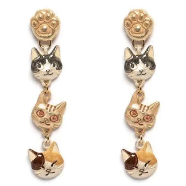 XUANBAKA小眾設計貓咪復古風耳環 一對