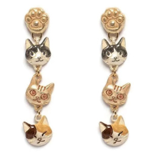 XUANBAKA小眾設計貓咪復古風耳環 一對