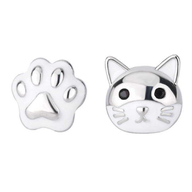 不對稱貓咪貓爪耳環