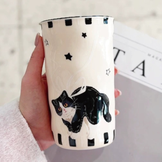 黑貓陶瓷手握陶瓷杯 400ml
