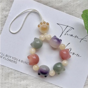 可愛貓頭菩提手機殼短繩吊飾(多款可選)